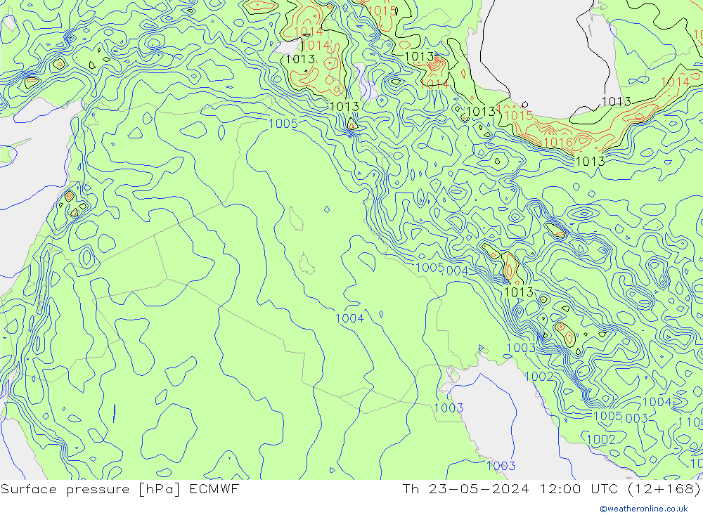pressão do solo ECMWF Qui 23.05.2024 12 UTC
