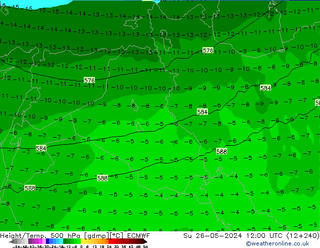 Z500/Rain (+SLP)/Z850 ECMWF Вс 26.05.2024 12 UTC