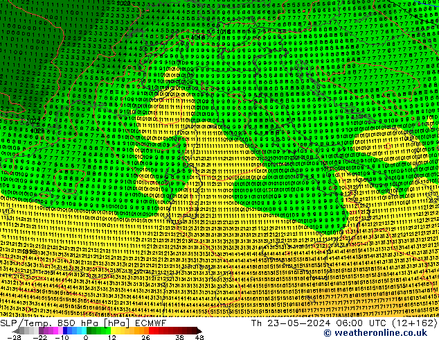 SLP/Temp. 850 hPa ECMWF Th 23.05.2024 06 UTC