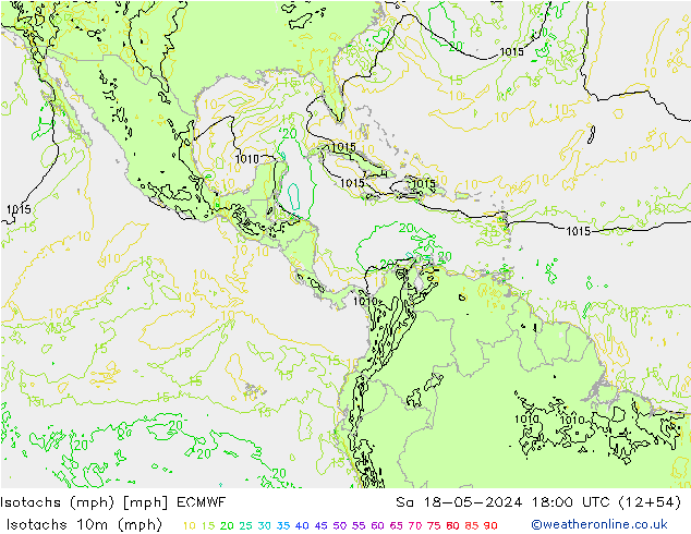 Isotachs (mph) ECMWF  18.05.2024 18 UTC
