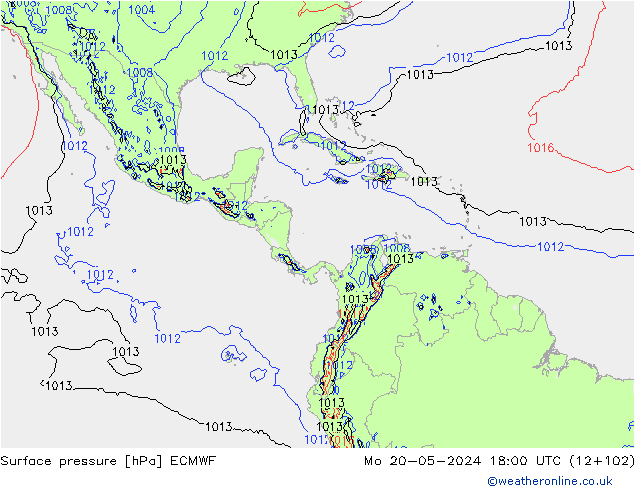 Luchtdruk (Grond) ECMWF ma 20.05.2024 18 UTC