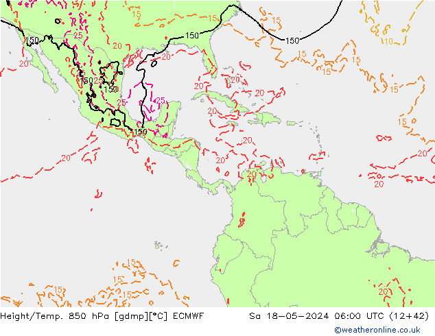 Z500/Yağmur (+YB)/Z850 ECMWF Cts 18.05.2024 06 UTC