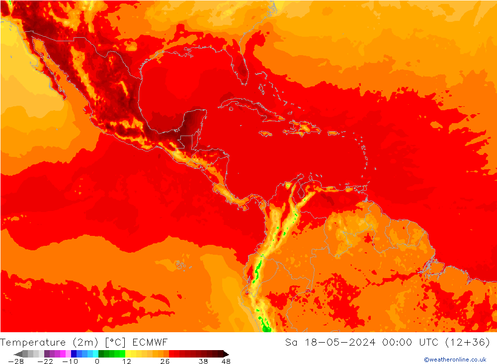 Temperature (2m) ECMWF Sa 18.05.2024 00 UTC