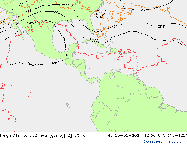 Hoogte/Temp. 500 hPa ECMWF ma 20.05.2024 18 UTC