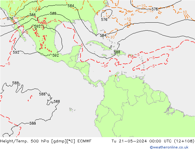 Z500/Rain (+SLP)/Z850 ECMWF Tu 21.05.2024 00 UTC