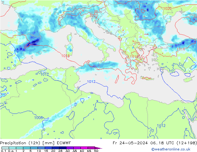 Precipitazione (12h) ECMWF ven 24.05.2024 18 UTC