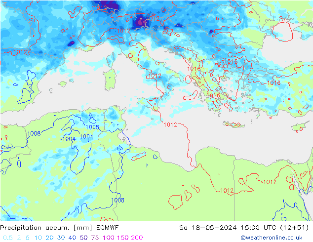 Precipitation accum. ECMWF Sáb 18.05.2024 15 UTC