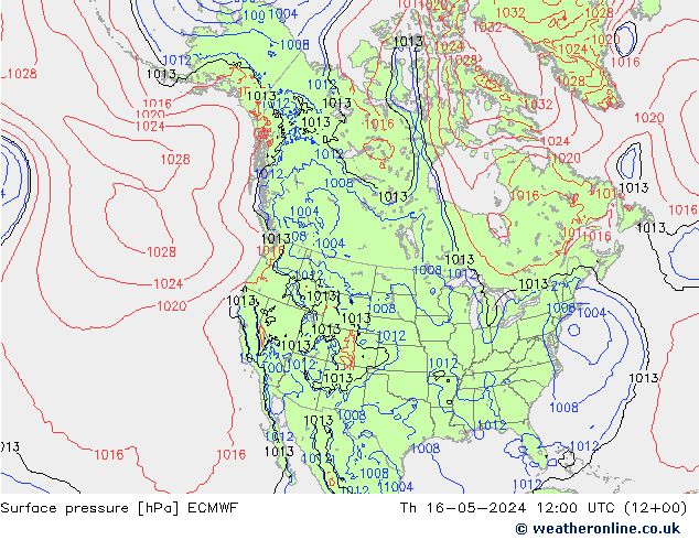 ciśnienie ECMWF czw. 16.05.2024 12 UTC