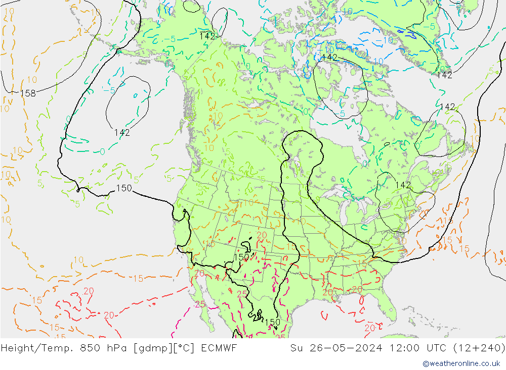 Z500/Rain (+SLP)/Z850 ECMWF dom 26.05.2024 12 UTC