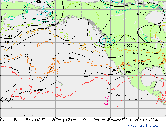 Z500/Rain (+SLP)/Z850 ECMWF mié 22.05.2024 18 UTC