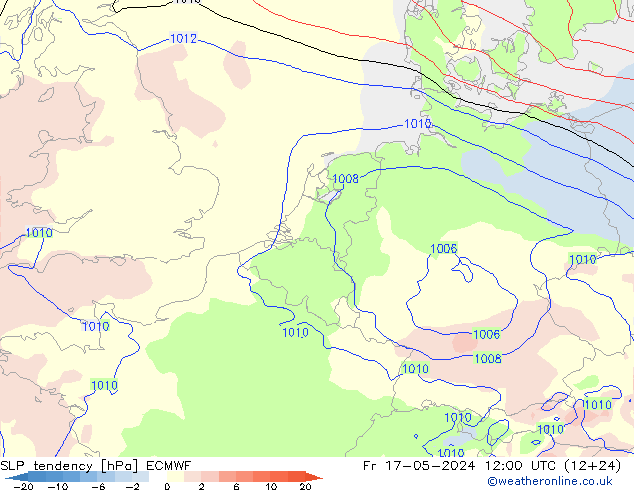 Drucktendenz ECMWF Fr 17.05.2024 12 UTC