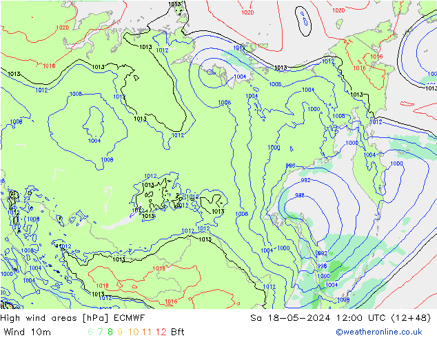 High wind areas ECMWF Sa 18.05.2024 12 UTC