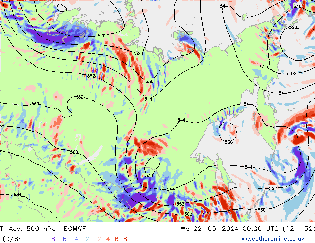 T-Adv. 500 hPa ECMWF wo 22.05.2024 00 UTC