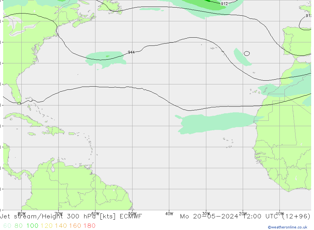 Corriente en chorro ECMWF lun 20.05.2024 12 UTC