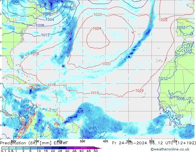Z500/Rain (+SLP)/Z850 ECMWF ven 24.05.2024 12 UTC