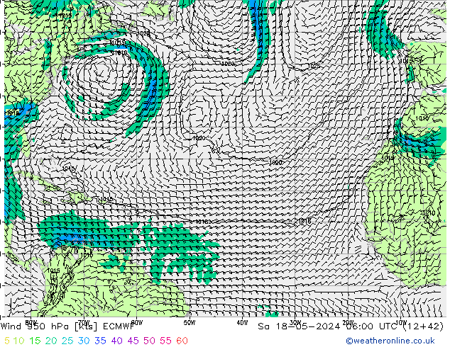 Wind 950 hPa ECMWF Sa 18.05.2024 06 UTC