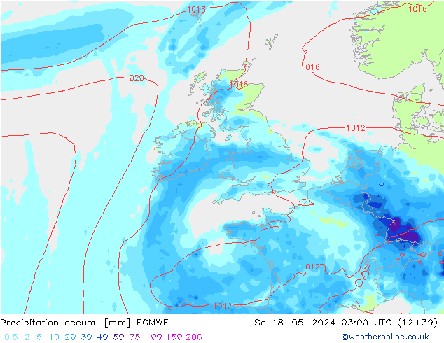 Precipitation accum. ECMWF Sáb 18.05.2024 03 UTC
