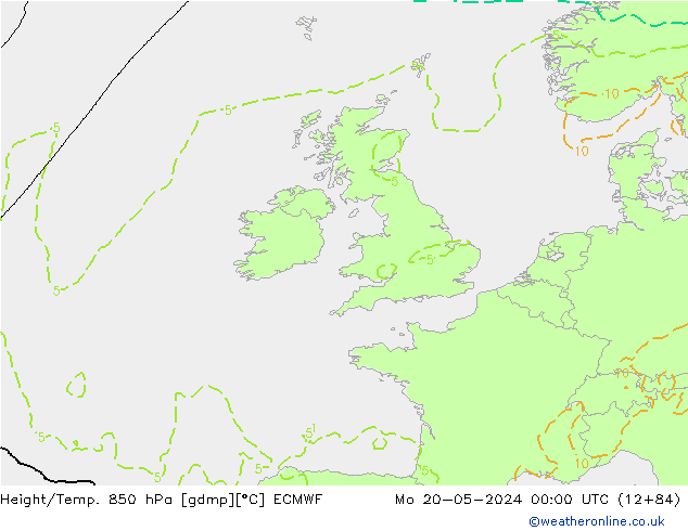 Géop./Temp. 850 hPa ECMWF lun 20.05.2024 00 UTC