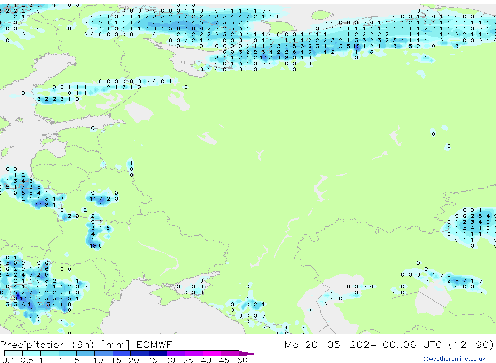 Z500/Rain (+SLP)/Z850 ECMWF pon. 20.05.2024 06 UTC