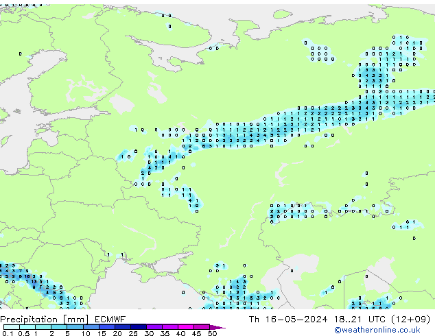 Precipitazione ECMWF gio 16.05.2024 21 UTC
