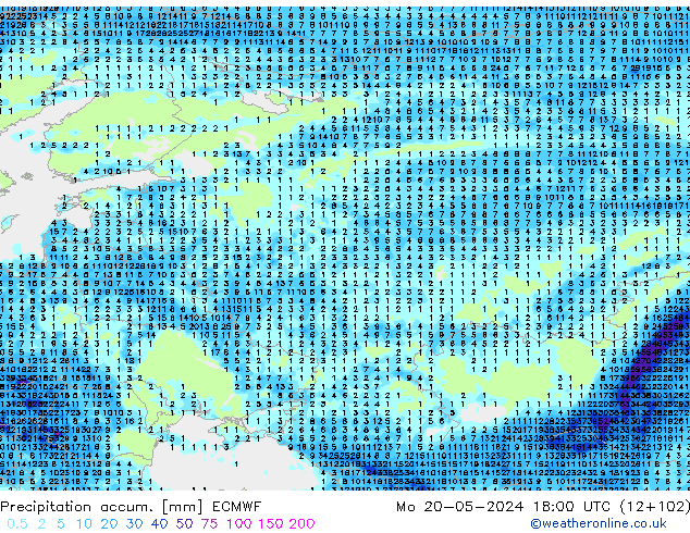 Toplam Yağış ECMWF Pzt 20.05.2024 18 UTC