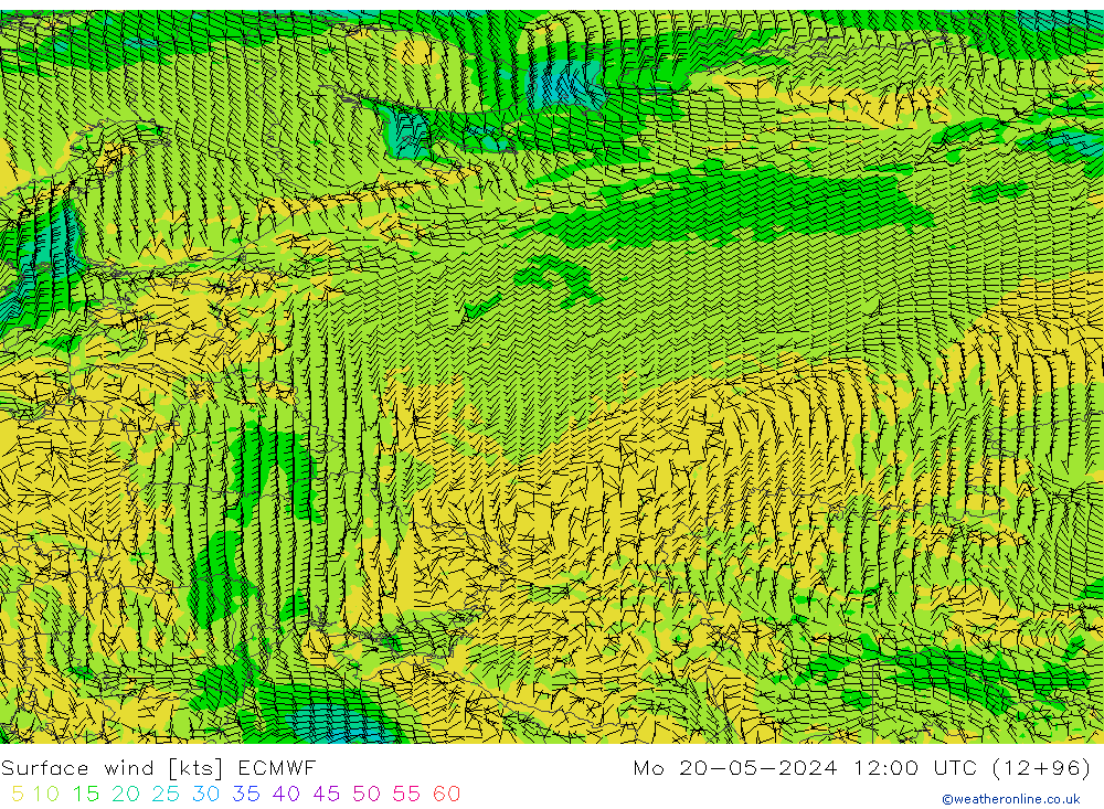 ветер 10 m ECMWF пн 20.05.2024 12 UTC
