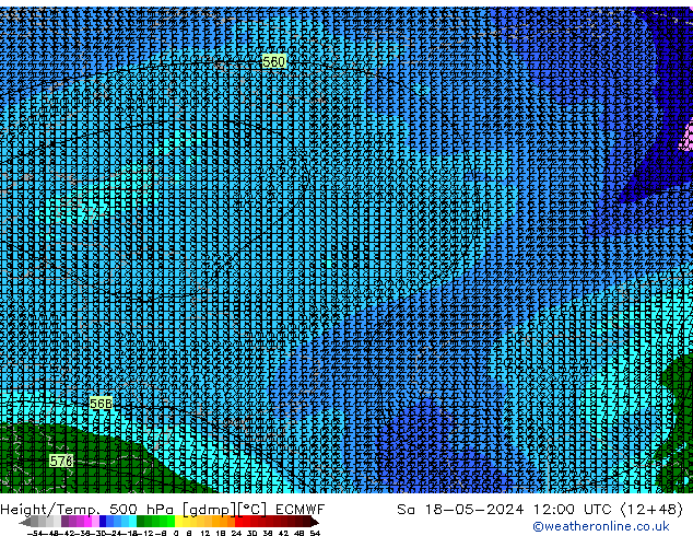 Z500/Rain (+SLP)/Z850 ECMWF Sáb 18.05.2024 12 UTC