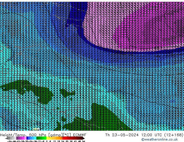 Z500/Rain (+SLP)/Z850 ECMWF gio 23.05.2024 12 UTC