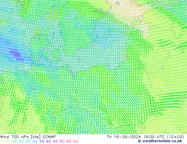 Wind 700 hPa ECMWF Th 16.05.2024 15 UTC