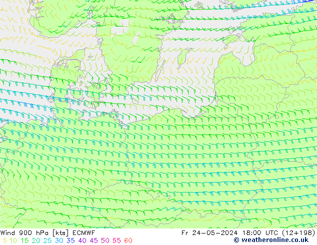 Wind 900 hPa ECMWF Pá 24.05.2024 18 UTC