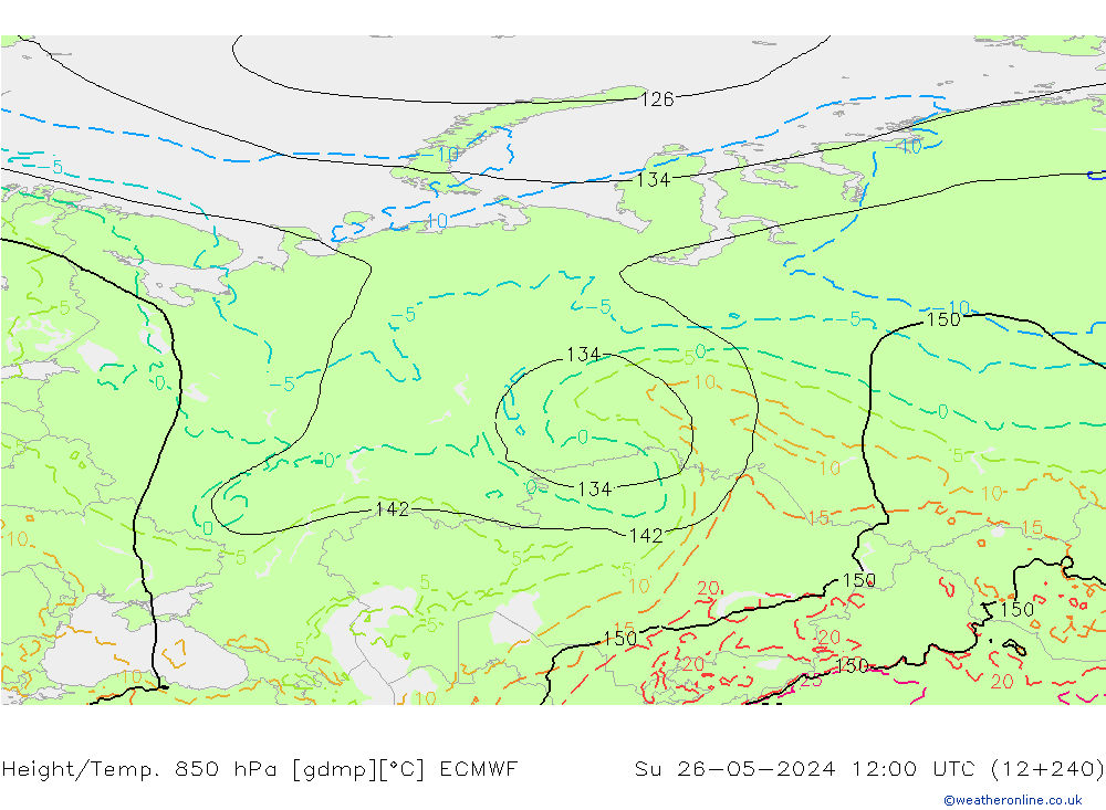 Height/Temp. 850 гПа ECMWF Вс 26.05.2024 12 UTC