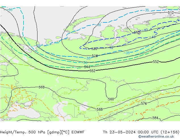 Z500/Rain (+SLP)/Z850 ECMWF чт 23.05.2024 00 UTC