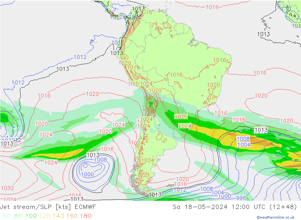 джет/приземное давление ECMWF сб 18.05.2024 12 UTC