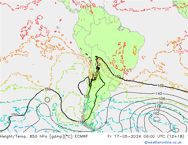 Yükseklik/Sıc. 850 hPa ECMWF Cu 17.05.2024 06 UTC