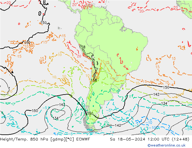 Z500/Regen(+SLP)/Z850 ECMWF za 18.05.2024 12 UTC