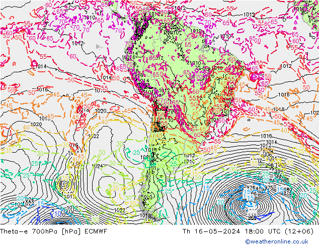 Theta-e 700hPa ECMWF Th 16.05.2024 18 UTC