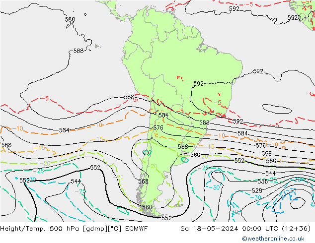 Z500/Rain (+SLP)/Z850 ECMWF sab 18.05.2024 00 UTC