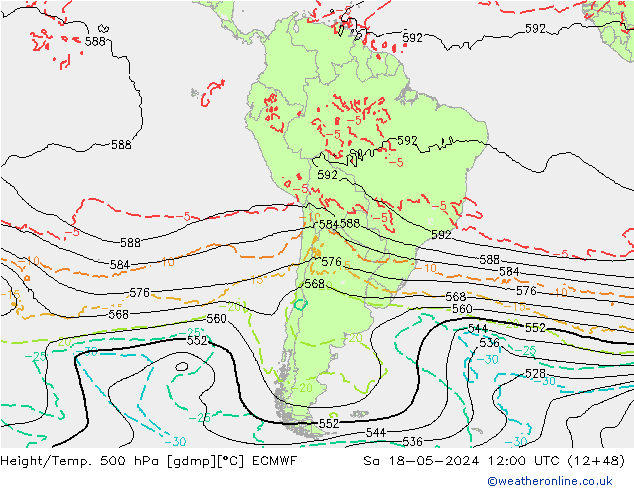 Z500/Rain (+SLP)/Z850 ECMWF So 18.05.2024 12 UTC