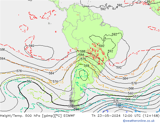 Yükseklik/Sıc. 500 hPa ECMWF Per 23.05.2024 12 UTC