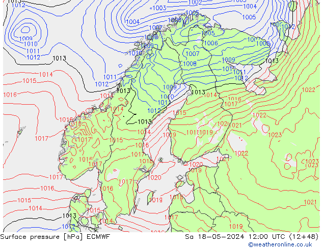 Bodendruck ECMWF Sa 18.05.2024 12 UTC