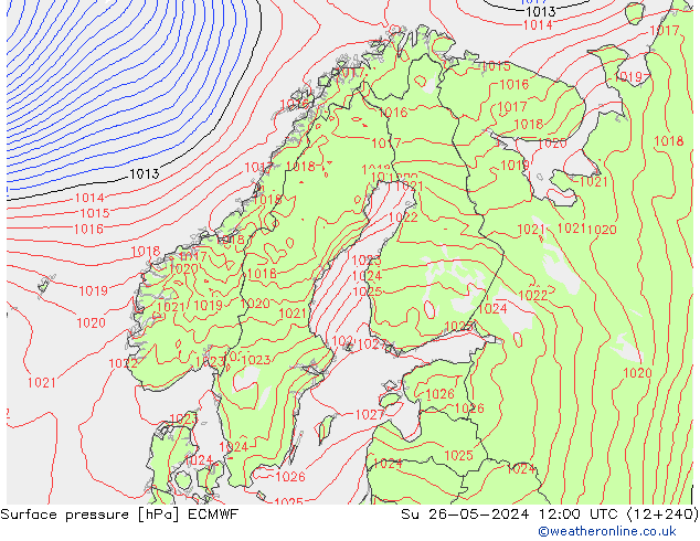 Surface pressure ECMWF Su 26.05.2024 12 UTC