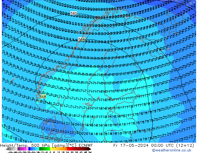 Z500/Rain (+SLP)/Z850 ECMWF Fr 17.05.2024 00 UTC