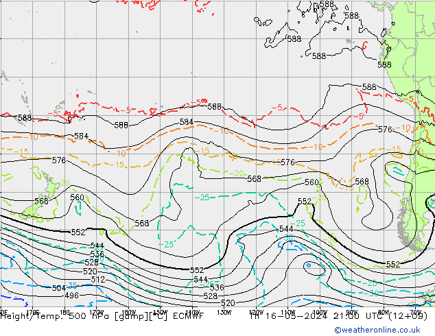 Hoogte/Temp. 500 hPa ECMWF do 16.05.2024 21 UTC