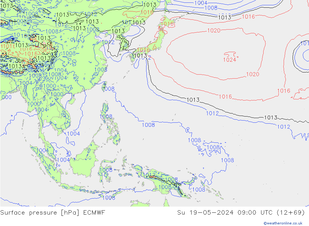 Yer basıncı ECMWF Paz 19.05.2024 09 UTC