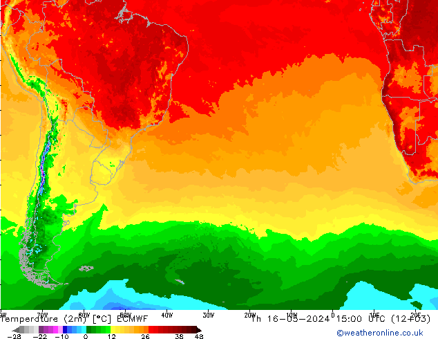 Sıcaklık Haritası (2m) ECMWF Per 16.05.2024 15 UTC