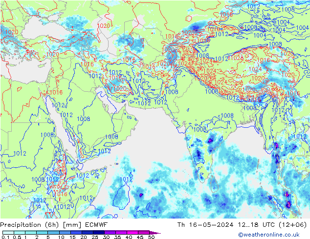 Yağış (6h) ECMWF Per 16.05.2024 18 UTC