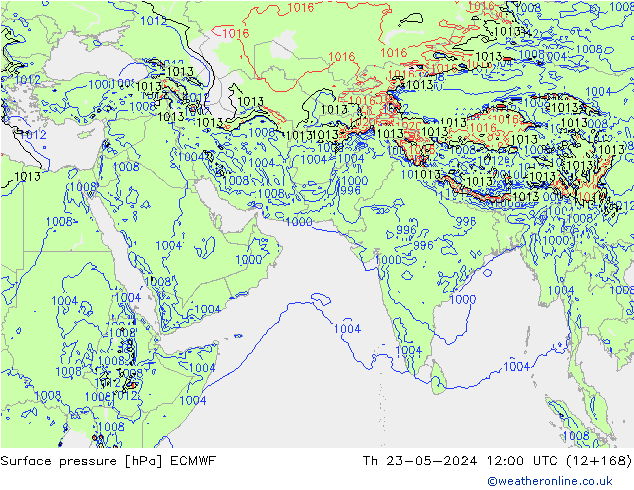 Atmosférický tlak ECMWF Čt 23.05.2024 12 UTC