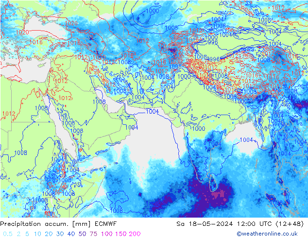 Precipitation accum. ECMWF  18.05.2024 12 UTC