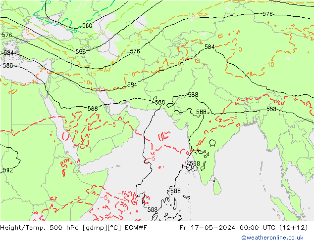 Z500/Yağmur (+YB)/Z850 ECMWF Cu 17.05.2024 00 UTC