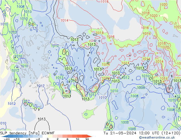 Tendenza di Pressione ECMWF mar 21.05.2024 12 UTC